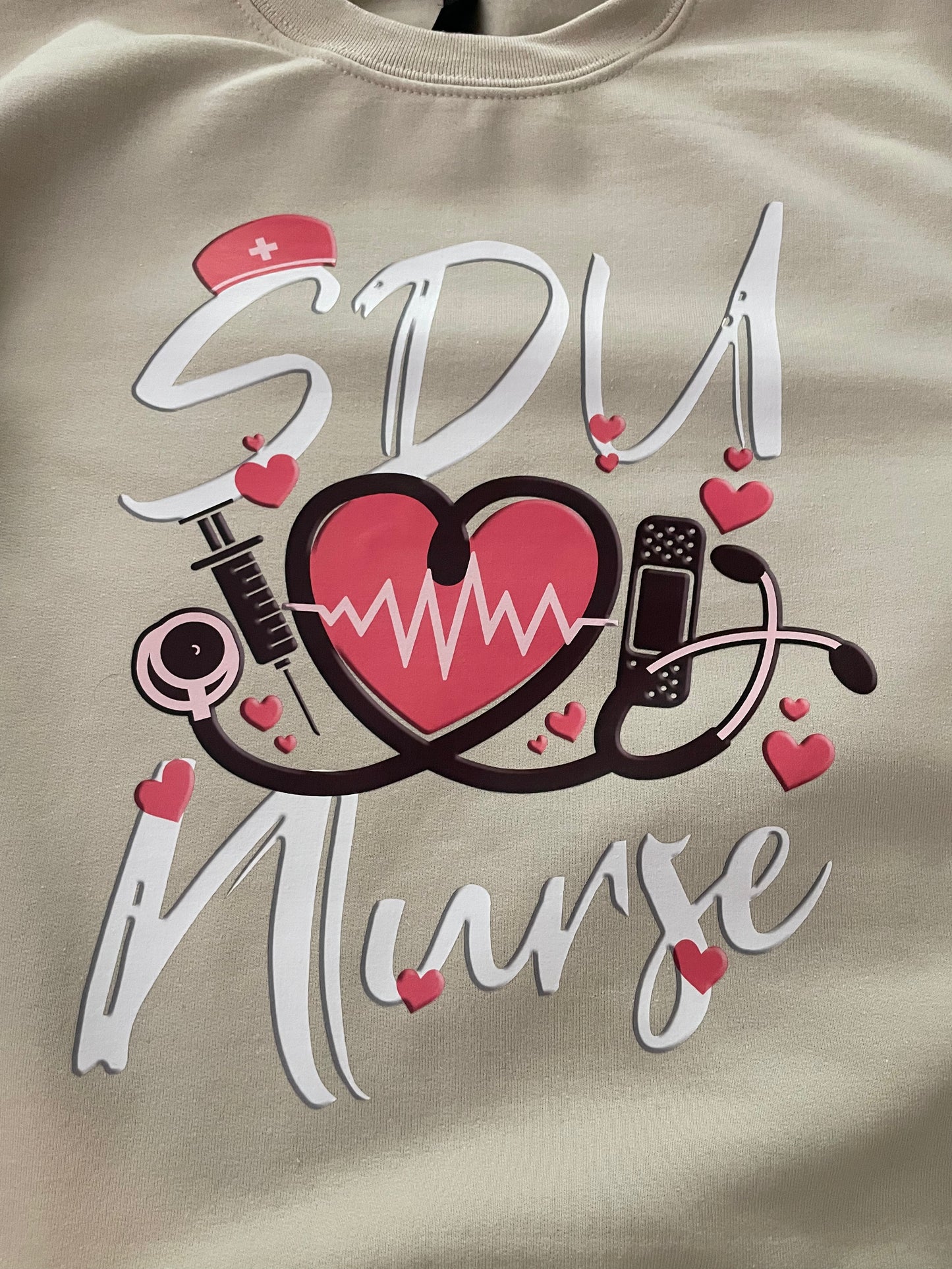 TAN Nurse crew neck sweatshirt, RN, Nursing student, ICU, NICU, Healthcare