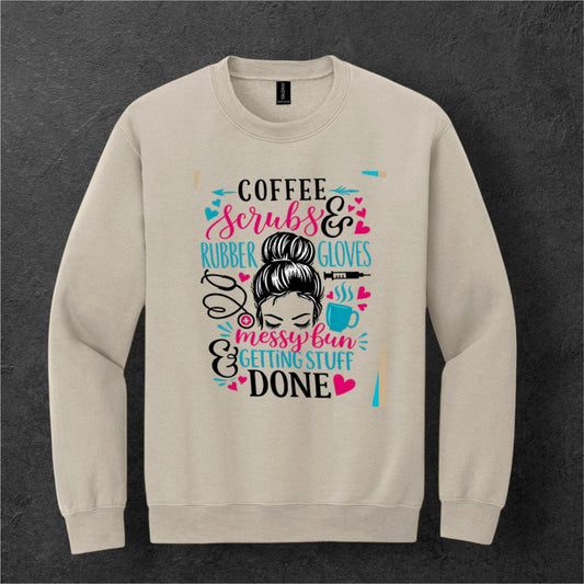 Tan crewneck Healthcare, Scrubs, Coffee, Nurse, sweater