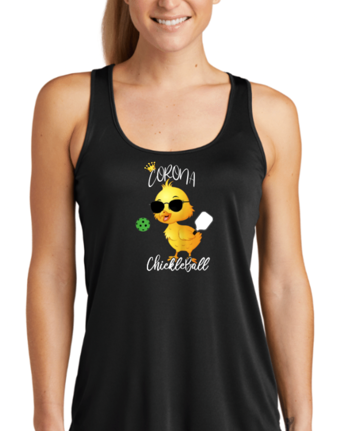 Womens Racerback ChickleBall Tank Black/Grey/White