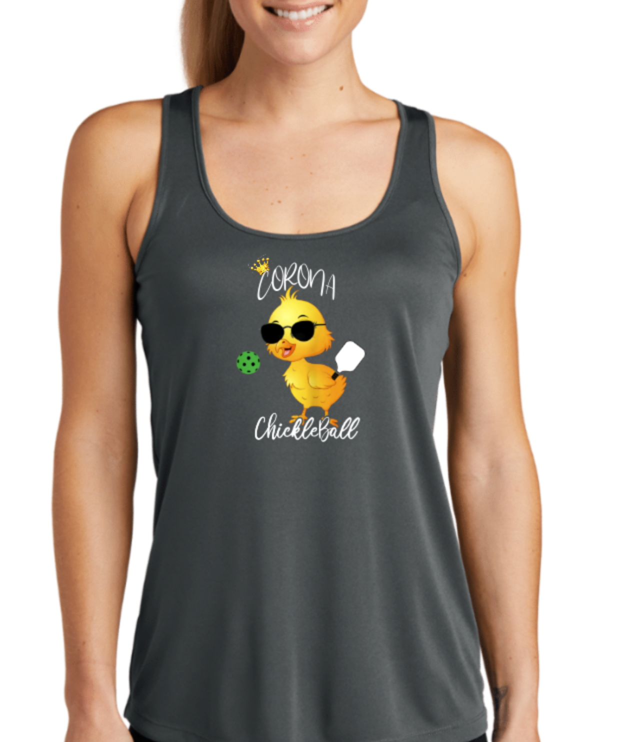 Womens Racerback ChickleBall Tank Black/Grey/White