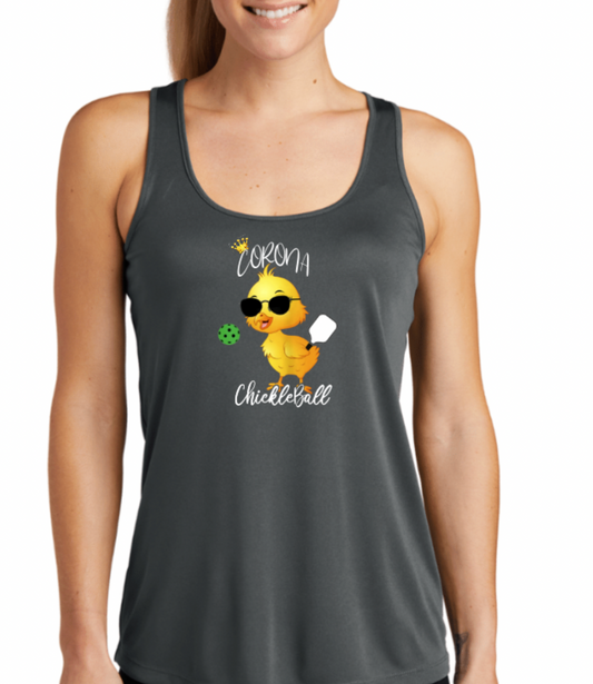 Womens Racerback ChickleBall Tank Black/Grey/White