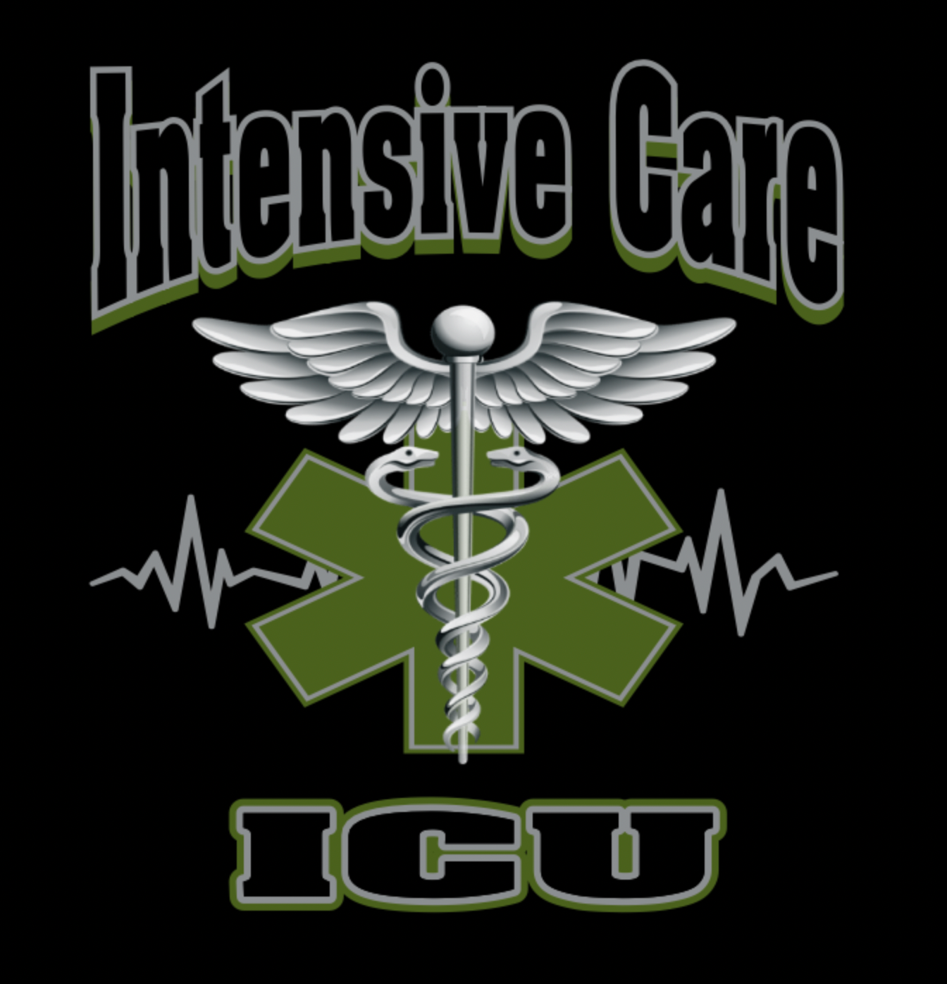 Short sleeve, Black crew neck ICU shirt