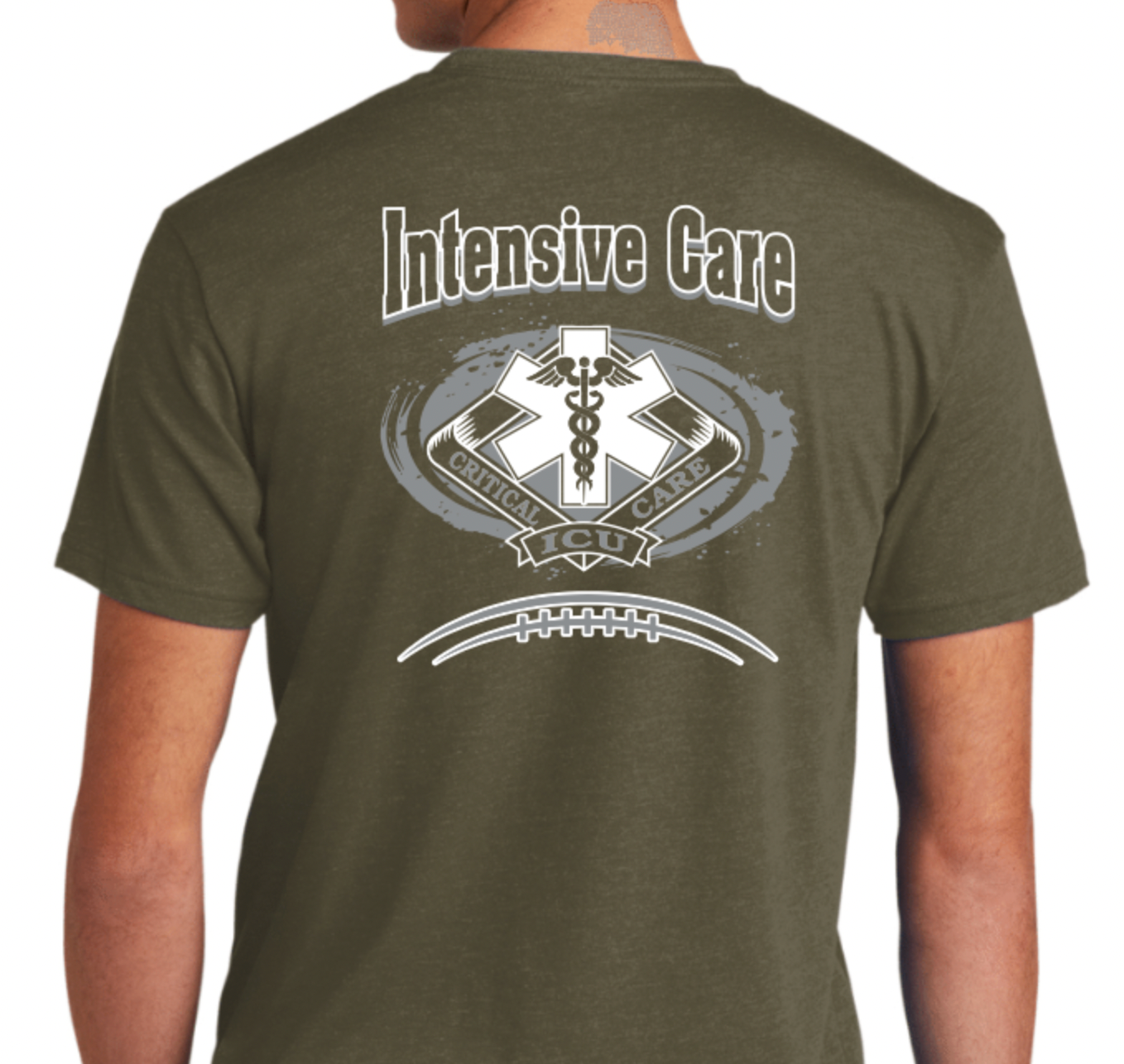 Short sleeve Military Green crew neck ICU shirt