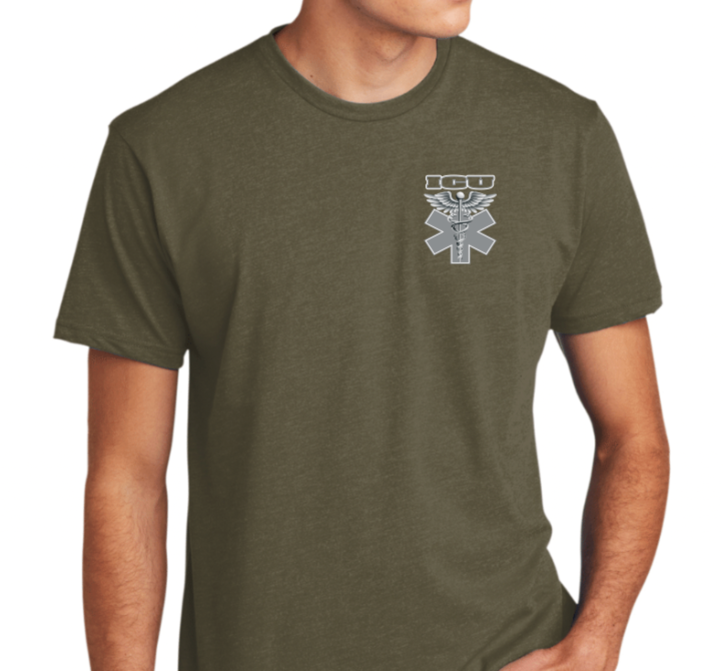 Short sleeve Military Green crew neck ICU shirt