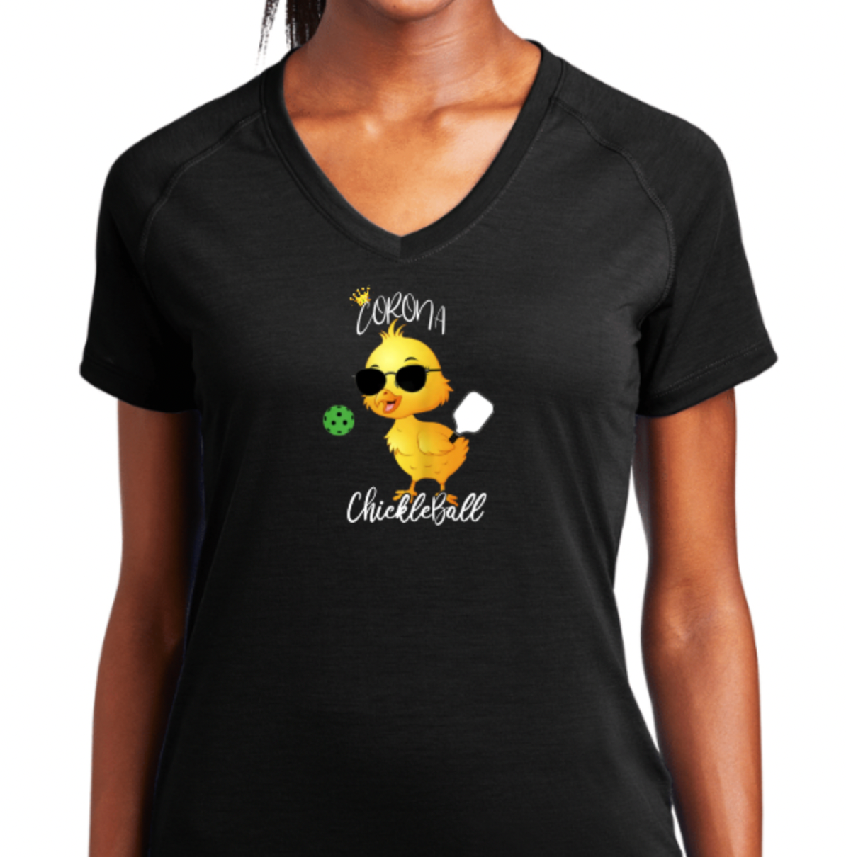 Womens V-Neck ChickleBall Black/Grey/White