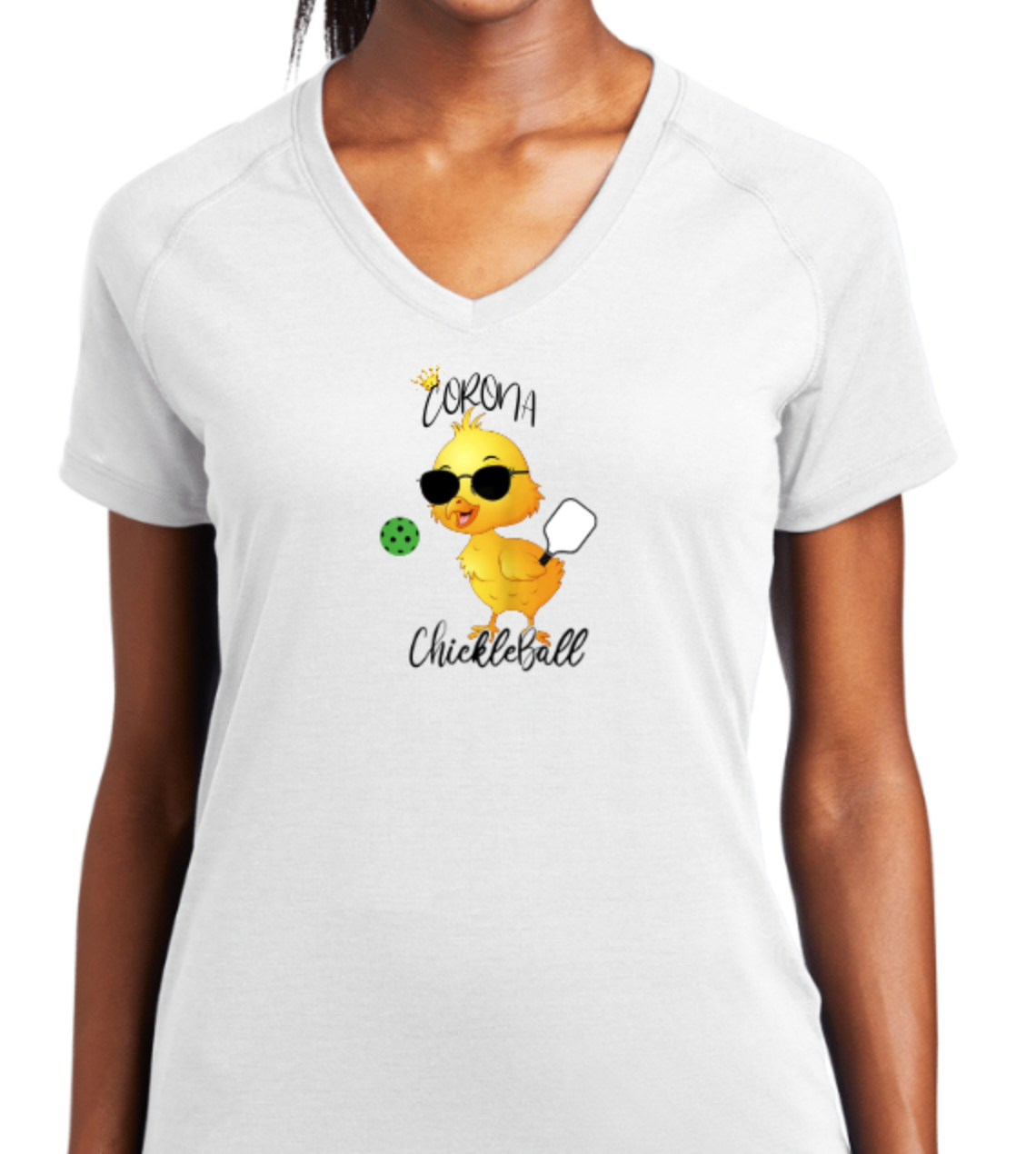 Womens V-Neck ChickleBall Black/Grey/White