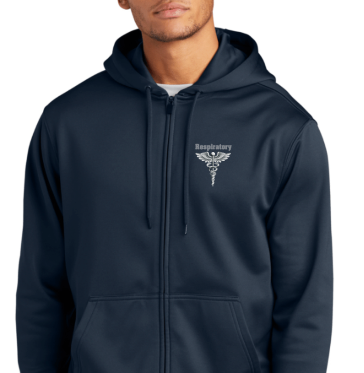 Navy Blue Mens Respiratory Sport tek Zip Hoodie